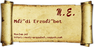 Módi Erzsébet névjegykártya